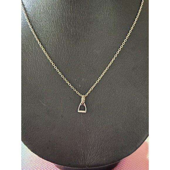 Equestrian Stirrup Necklace & Earrings Set Silver Tone Horse Riding Pierced - Picture 9 of 16